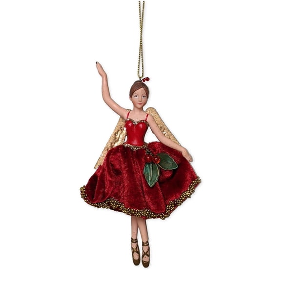 BALLERINA ANGEL In Red Christmas Ornament, by Silver Tree
