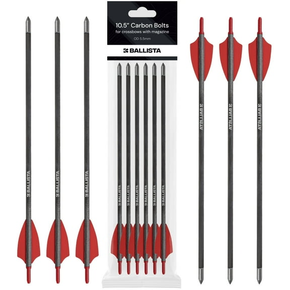 Ballista 10.5" Mini Crossbow Bolts Carbon Arrows with Steel Tips, OD 5.5mm - 6-Pack