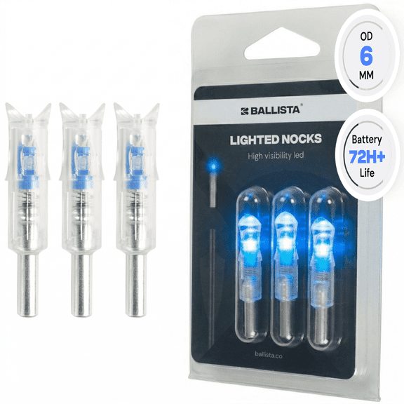 Ballista 6mm Lighted Nocks - High Visibility LED, Long Battery Life - 3-Pack - Blue