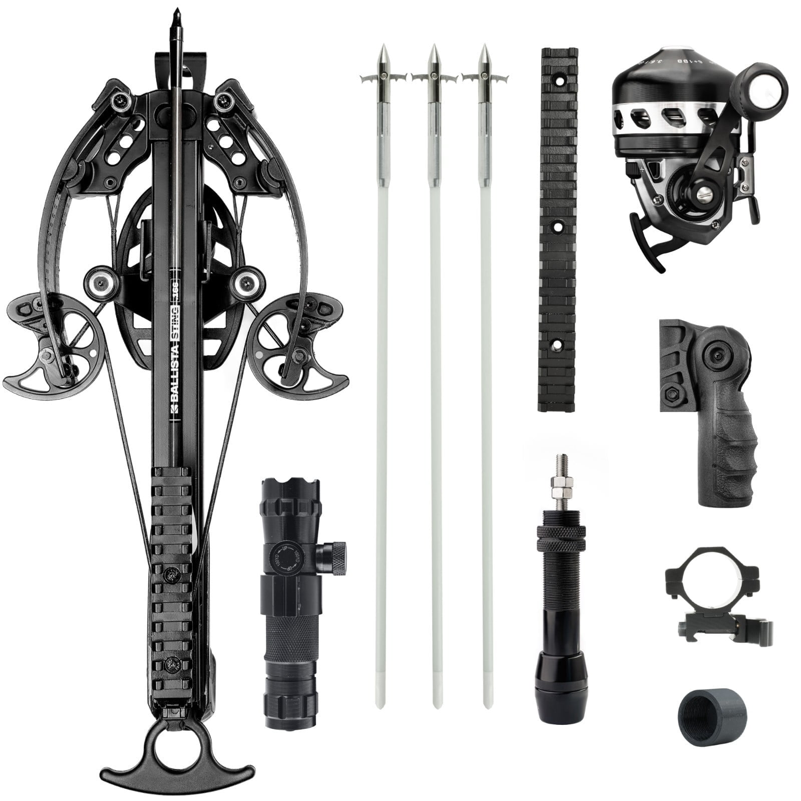 crossbow fishing reel kit Mini Striker Compound Self Cocking with STIRUP Includes 4 Steel Fishing Bolts : Sports & Outdoors This all Fishing Kit for the Mini