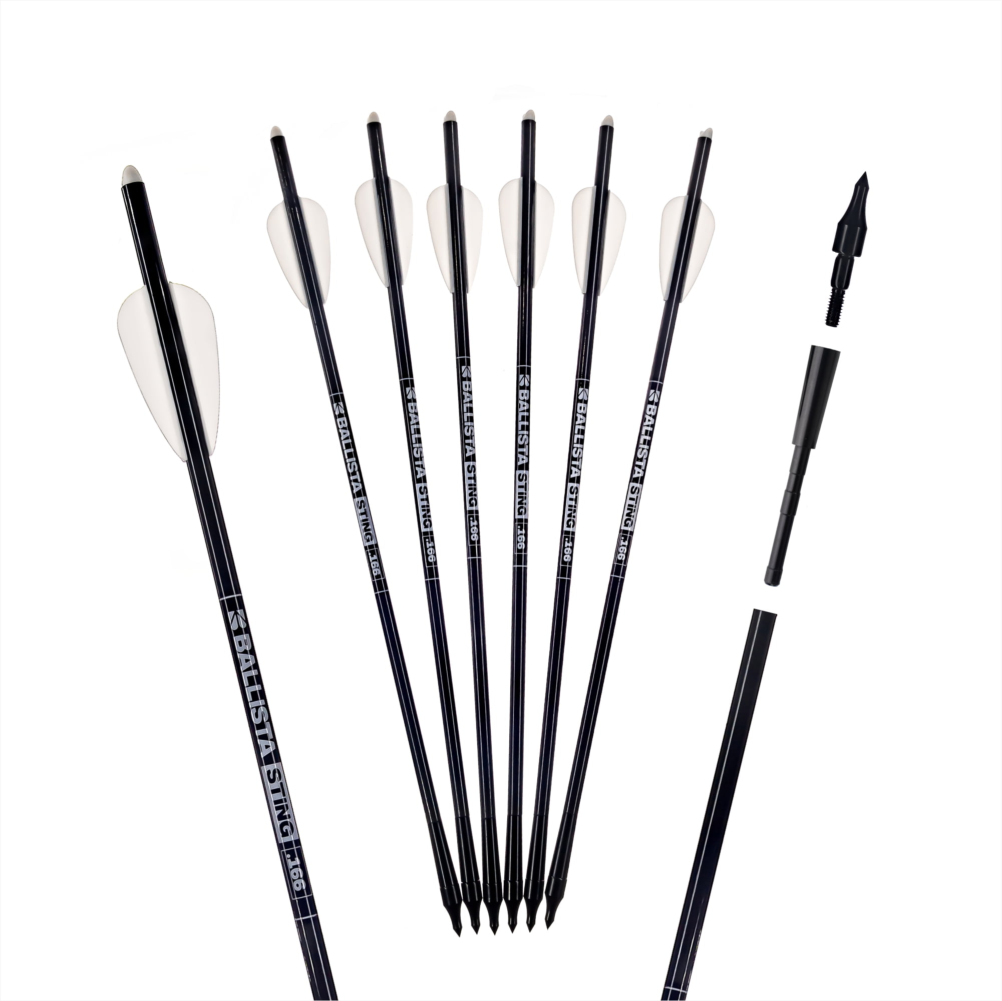 BALLISTA Sting Mini Crossbow Bolts Carbon Arrows with Field Tips, Half