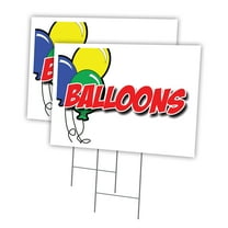 BALLOONS 2 Pack Of 12" x 16" Yard Sign & Stake | Advertise Your Business | Stake Included Image On Front Only | Made in The USA