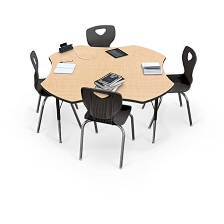 Activity Table - 48" Clover - Fusion Maple Top Surface - Black Edgeband