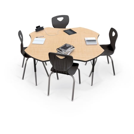 BALT Activity Table - 60" Clover - Amber Cherry Top Surface - Black Edgeband