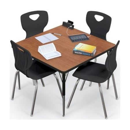Activity Table - 48" Square - Amber Cherry Top Surface - Black Edgeband