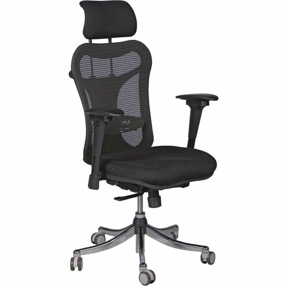 BALT Ergo Ex Executive Office Chair, Mesh Back/Upholstered Seat, Black/Chrome