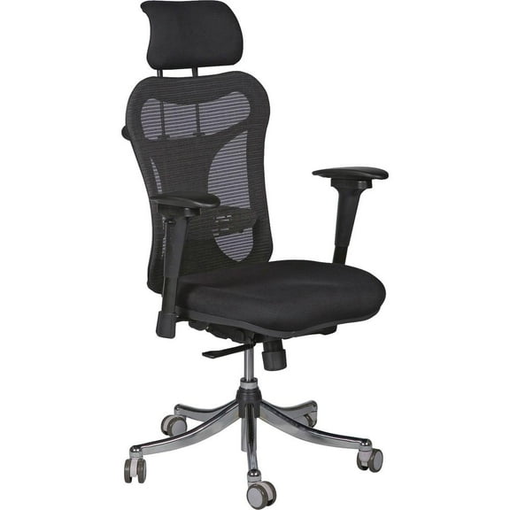 BALT Ergo Ex Executive Office Chair, Mesh Back/Upholstered Seat, Black/Chrome