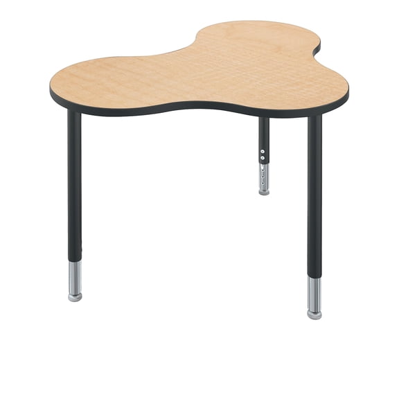 Balt Quad Configurable Desk System Maple Fusion Top Black Legs 22" - 32"H x 41.7"W x 32.7"D