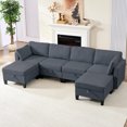 thumbnail image 1 of BALUS 110" U Shaped Sectional Sofa with Storage, 6-Seats Convertible Modular Sectional Sofa with Ottomans, Linen , Dark Gray, 1 of 8