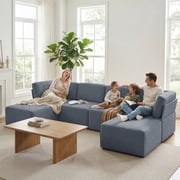 Mjkone 116 U Shaped Modular Sectional Sofa, 6-Seats Convertible Sofa Bed Furniture, Sectional Couches for Living Room, Linen,Dark Gray