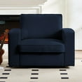 thumbnail image 1 of BALUS 360° Swivel Accent Chair - Linen Fabric Lounge Chair with Solid Wood Frame, Elastic Sponge Cushion & Movable Pillow, Blue, 1 of 8