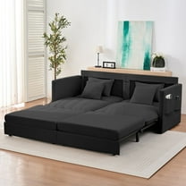 BALUS 78"×83" Pull Out Sofa Bed with 4 Pillows, King Size 3-in-1 Convertible Loveseat Sofa Bed , Sleeper Sofa Queen Size Futon Sofa Bed for Living Room, Ice Velvet, Black