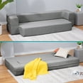 thumbnail image 1 of BALUS Convertible Futon Sofa Bed, Queen Size Loveseat Sofa Sleeper for Living Room, Light Grey, 1 of 5