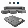 thumbnail image 1 of BALUS Modular Sleeper Sofa Bed - Velvet Foldable Sectional Couch, No Assembly, Pet-Friendly & Space-Saving Design, Light Grey, 1 of 8
