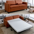 thumbnail image 1 of BALUS Convertible Sofa Bed, Queen Size Leather Upholstery Sleeper Sofa, Super Comfy Pull Out Sofa Bed for Living Room, Cognac Tan, 1 of 7