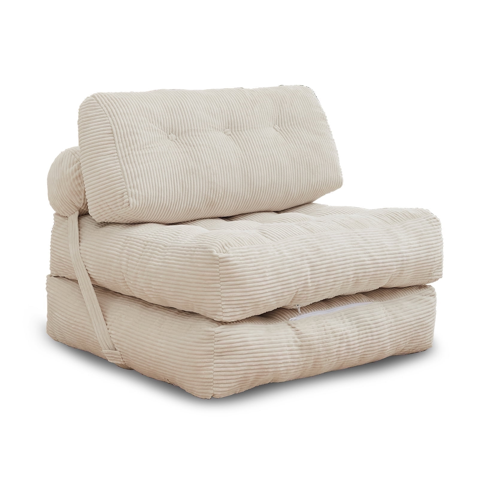 BALUS Folding Sofa Bed, Convertible Couch Sleeper,Fold Out Couch Bed,Floor Couch with Foam for Living Room/Bedroom, 32"W Beige