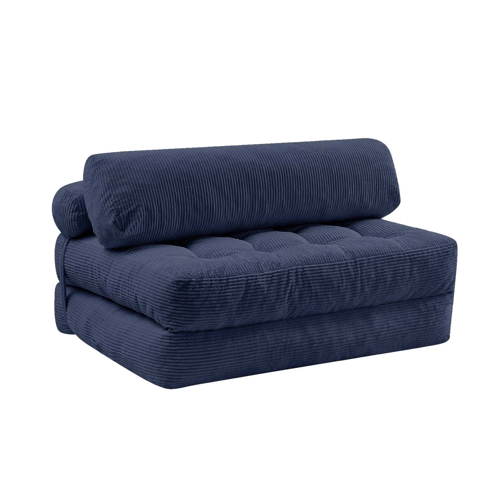 BALUS Folding Sofa Bed, Convertible Couch Sleeper,Fold Out Couch Bed,Floor Couch with Foam for Living Room/Bedroom, 50"W Blue