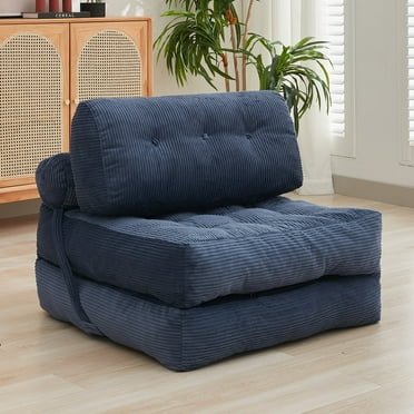 BALUS Folding Sofa Bed, Convertible Sleeper Couch with Foldable Memory Foam, Space-Saving Floor Bed for Living Room/Apartments, Blue