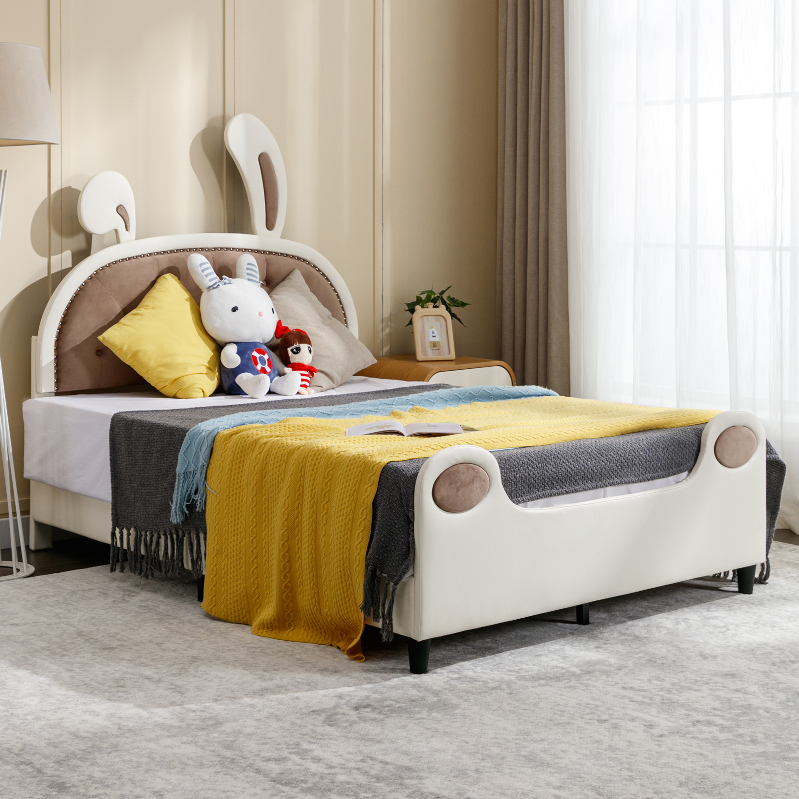 BALUS Full Size Bed Frames for Kids, Children Upholstered Daybed with