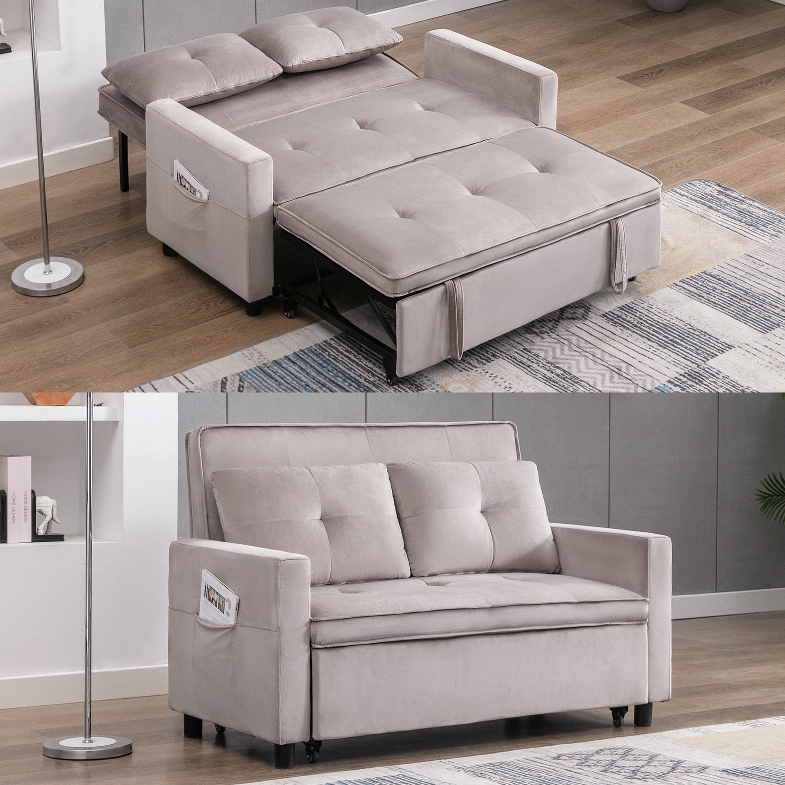 BALUS PullOut Futon Sofa Bed, Convertible Loveseat for Small Spaces