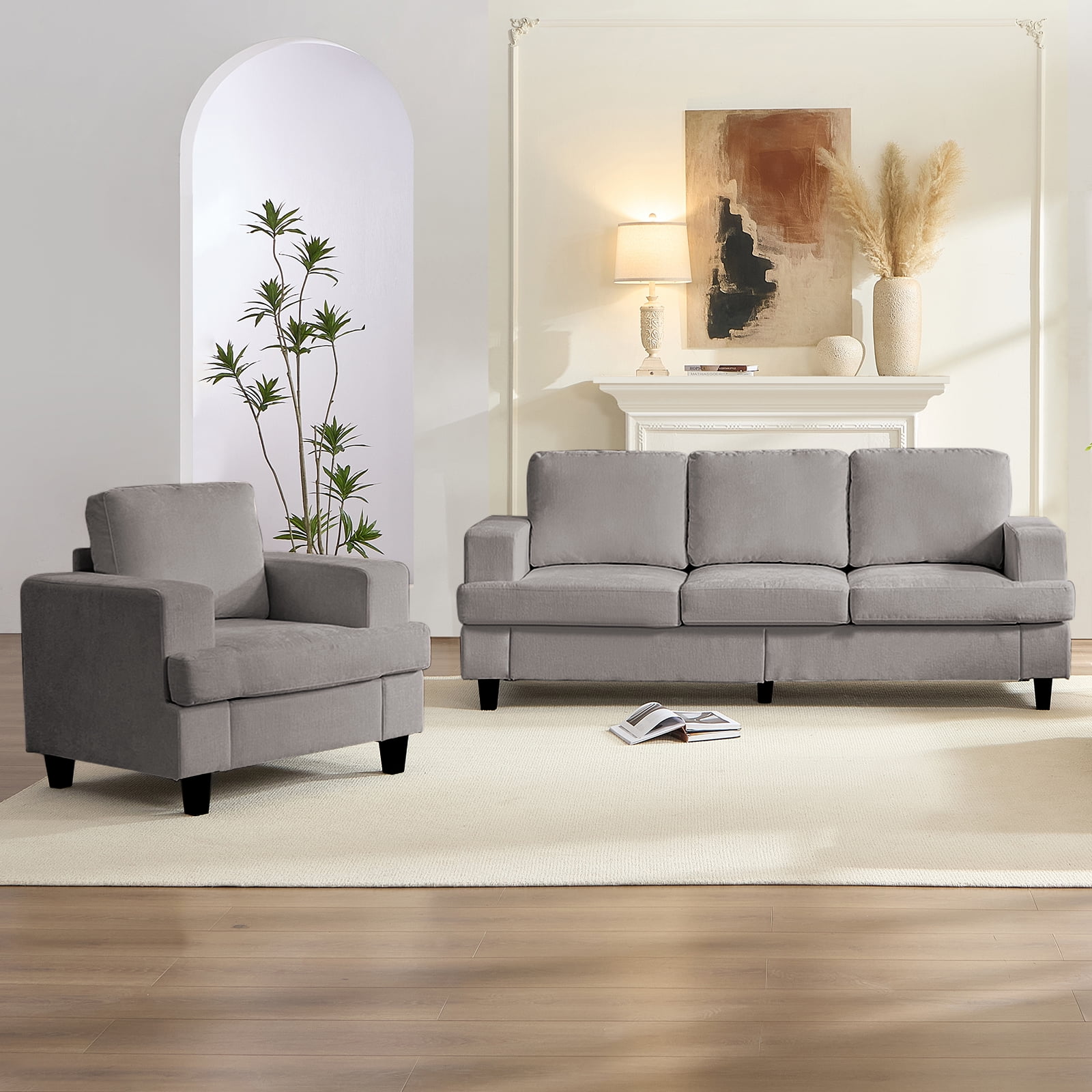 BALUS Living Room Furniture Sets, Modern Chenille Couch and Loveseat