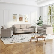 BALUS Living Room Sofa Set, Linen Fabric Sectional Sofa and Loveseat Sets, Free Combination Couch Perfect for Small Spaces, Beige