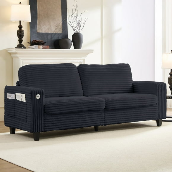 Mixoy Linen 2-in-1 Convertible Sofa Bed,Pull Out Sleeper Sofa with Mattress & Cushions Queen Size - Beige