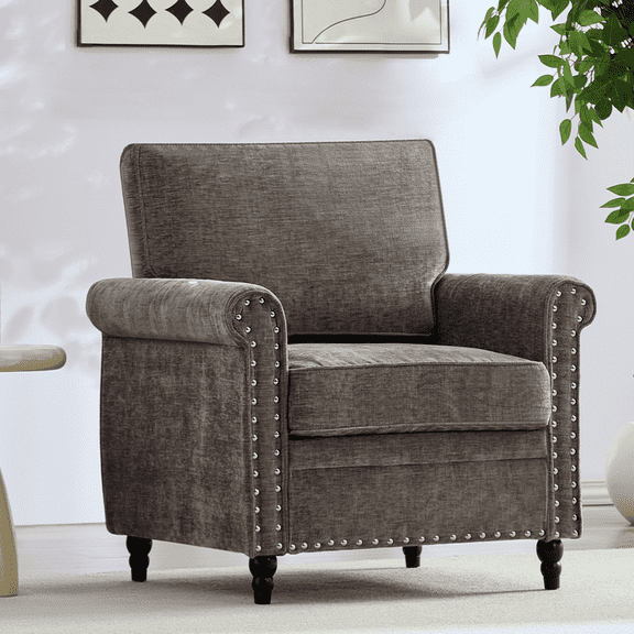 BALUS Modern Sofa Set, Chenille Fabric and Solid Wood Frame, Sectional Sofa Set for Living Room,Light gray