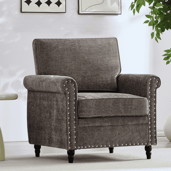 BALUS Modern Sofa Set, Chenille Fabric and Solid Wood Frame, Sectional Sofa Set for Living Room,Light gray