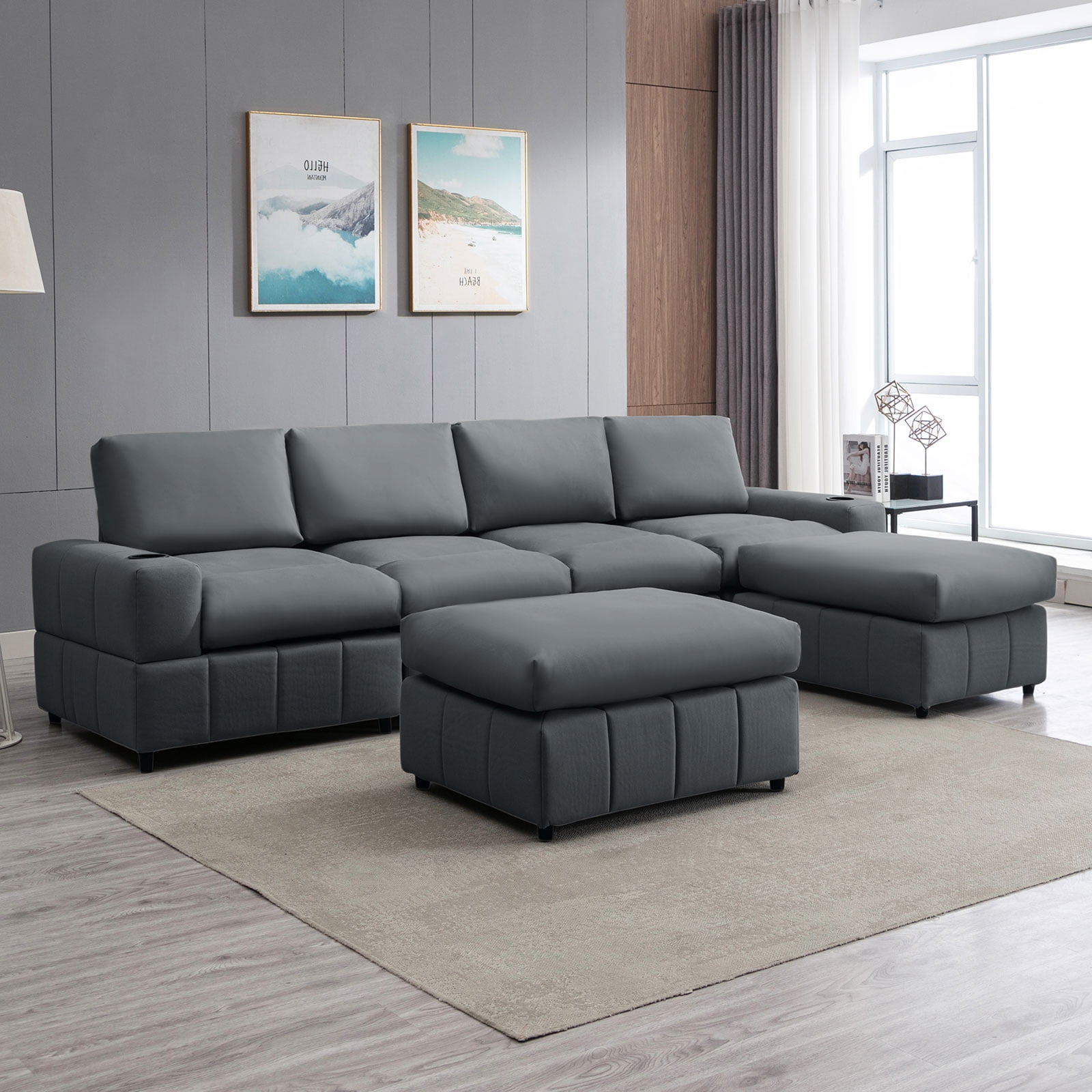 BALUS Modern U/L Shaped convertible Sectional Sofa, Modular sleeper