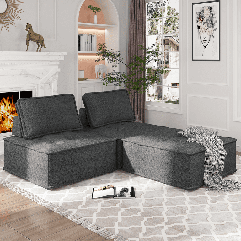 Papajet Sofa, 3 Seater Comfy Couch Sofa- Extra Deep Seated Oversized Sofa,  97 Wide Modern Couches for Living Room, Bedroom and Office  (Beige,Chenille) 