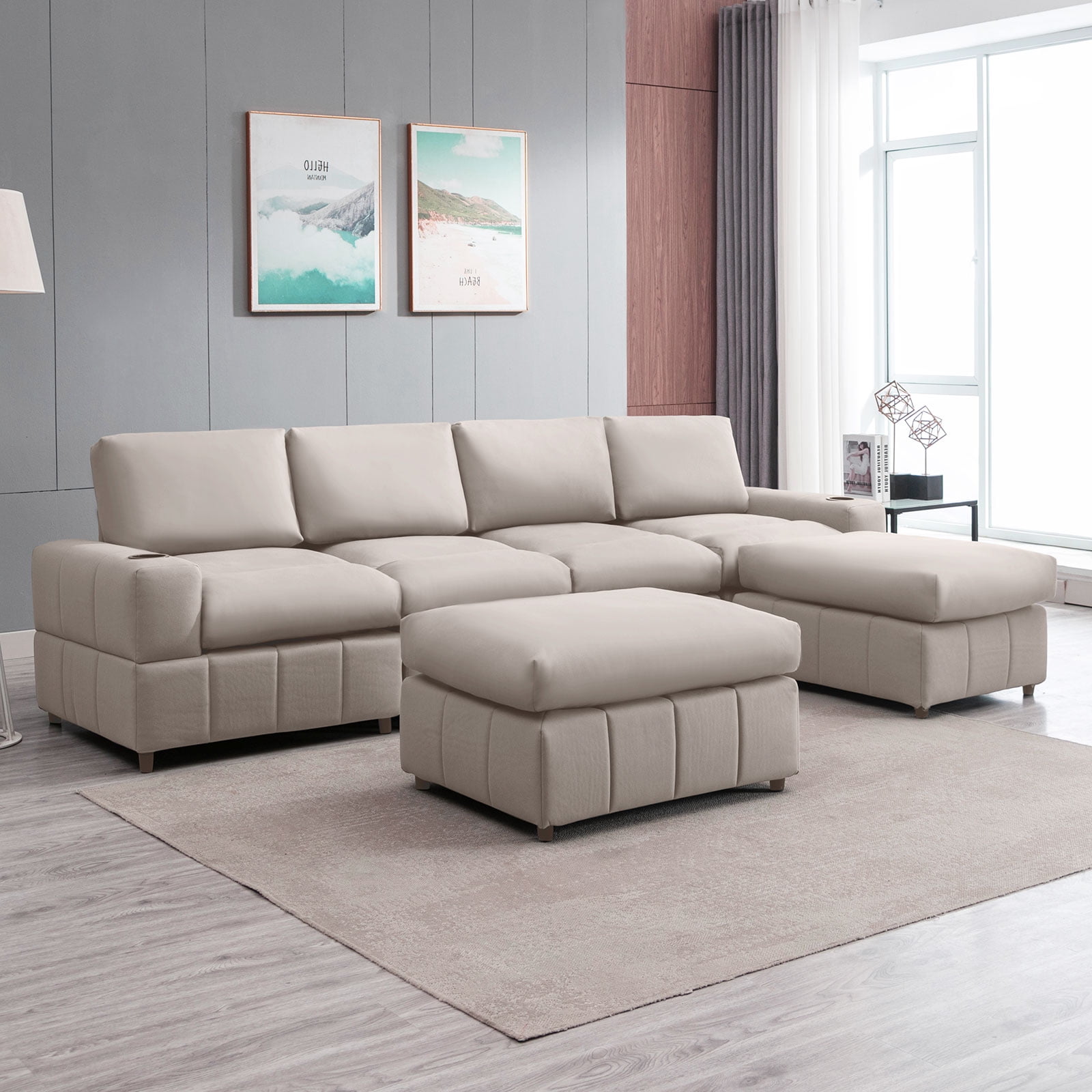 BALUS Modular Sectional Sofa, U Shaped Sofa with Ottomans, Large Living