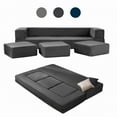thumbnail image 1 of BALUS Modular Sleeper Sofa Bed - Velvet Foldable Sectional Couch, No Assembly, Pet-Friendly & Space-Saving Design, Dark Grey, 1 of 8