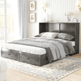 thumbnail image 1 of BALUS Murphy Bed Queen, Folding Bed with Charging Station and Mattress, Space-Saving Murphy Cabinet Chest Bed for Multipurpose Guest Room & Home Office, Sturdy Wood Construction, Easy Assemble, Grey, 1 of 8