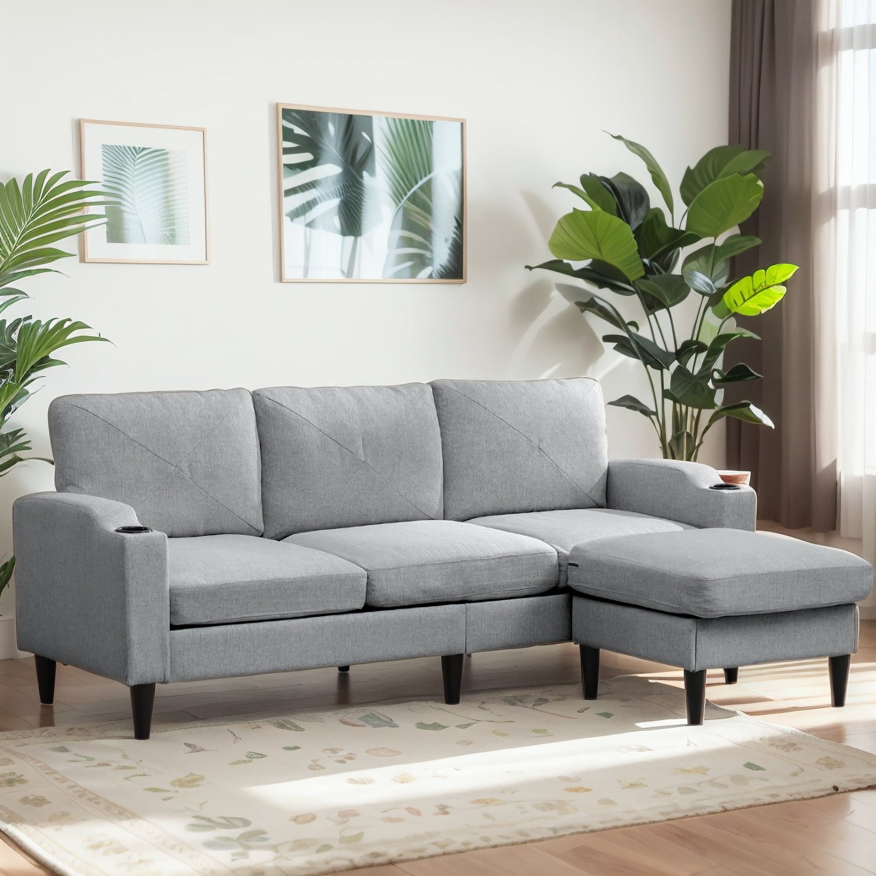 BALUS Sectional Sofa With Storage Ottoman, Small L-Shaped Couch With ...