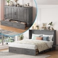 thumbnail image 1 of ZAFLY Solid Wood Queen Size Murphy Chest Bed, Convertible Wall Bed into Cabinet with Drawer and Usb Charging Station for Apartment/Bed Room, Gray, 1 of 8