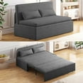 thumbnail image 1 of BALUS Twin Size Pull Out Sofa Bed, 40" Convertible Loveseat Sleeper Sofa with 2 Pillows and Foldable Mattress, Dark Grey, 1 of 7