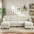 thumbnail image 1 of BALUS U-Shaped Sectional Sofa, Corduroy Couch with Modular Design, 6-Seater Cloud-Like Living Room Sofa & Removable Ottomans, Beige, 1 of 7