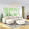 thumbnail image 1 of BALUS U Shaped Sectional Sofa with Storage, 7 Seater Modular Sectional Sofa with Adjustable Back and Armrests, Oversized Sleeper Sofa Couch Bed, Convertible Couches for Living Room, Beige, 1 of 7