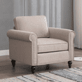 thumbnail image 1 of BALUS Upholstered Armchair for Living Room, Soft Sofa Chair with 5.9" Thicken Cushion, Single Sofa Couch for Apartment/Living Room/Bedroom/Office, Beige, 1 of 5