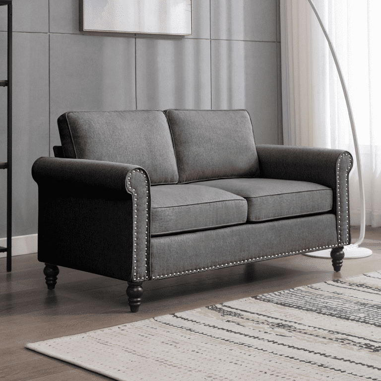 Dark grey loveseat deals