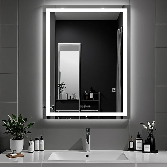 BALUXCA 20"X28" LED Bathroom Mirror with Radar body sensing,Front&Back Lights, Anti-Fog, Dimmable, 3-Color Memory Function,HD Tempered Glass UL-Listed Driver