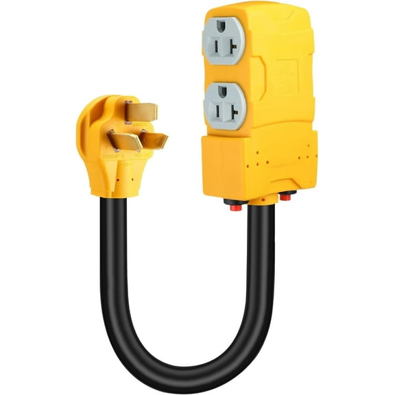 BALoFI 1.5FT 220 to 110 Adapter: NEMA 10-50P to 4x 5-20R/15R with 20 Amp Circuit Breaker - Perfect for 220/250V Electric Stove/Range/Oven! Power Convert Cable