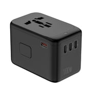 European Travel Plug Adapter,100W 4-Port Gan Universal Power Adapter Plug for USA EU UK AUS, Black