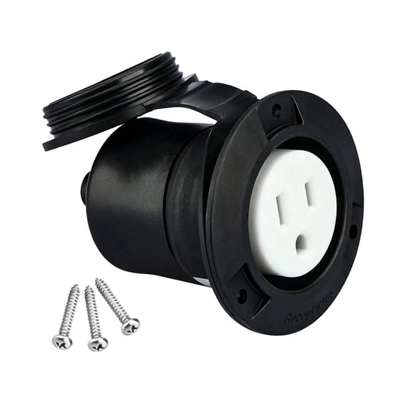 BALoFI 125V 15A Flanged Female Recessed Outdoor Outlet (with Cover), NEMA 5-15R Waterproof Outlet, Suitable for RVs, Boats, and Truck Bed Heaters