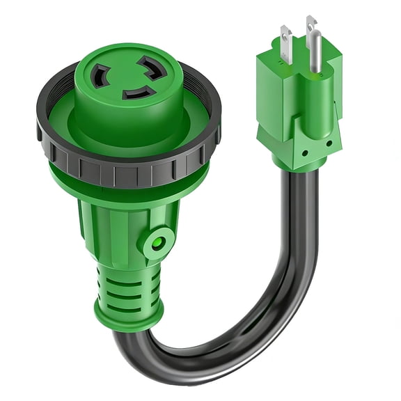 BALoFI 30 Amp RV Adapter Cord 12 Inch NEMA 5-15P to L5-30R LED Indicator Green ETL Listed RV Power Adapter
