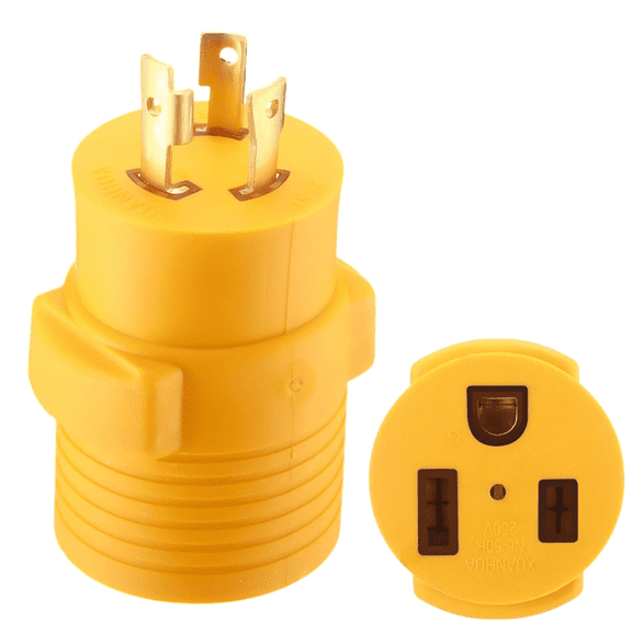BALoFI NEMA L6-30P to 6-50R Heavy-Duty Adapter - 30A Twist-Lock Male to 50A Female Connector for Generator, Welder, EV Charger & RV (240V, Yellow)