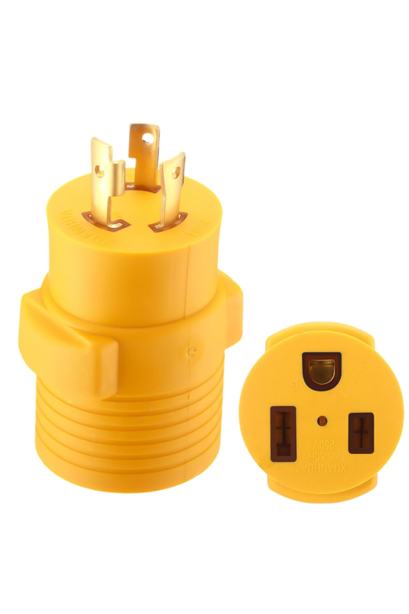 NEMA L6-30P to 6-50R Heavy-Duty Adapter - 30A Twist-Lock Male to 50A Female Connector for Generator, Welder, EV Charger & RV (240V, Yellow)