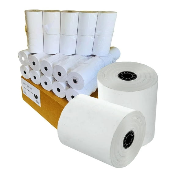 BAM POS Thermal Receipt Paper Rolls 3 1/8" x 230' 48 GSM BPA Free For Most Receipt Printers 50 Rolls Per Case