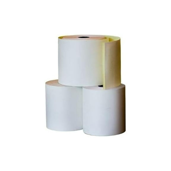 BAM POS Two Ply Carbonless Rolls - Easy to Install - White/Canary - 3 x 90 Feet (30 rolls per case)